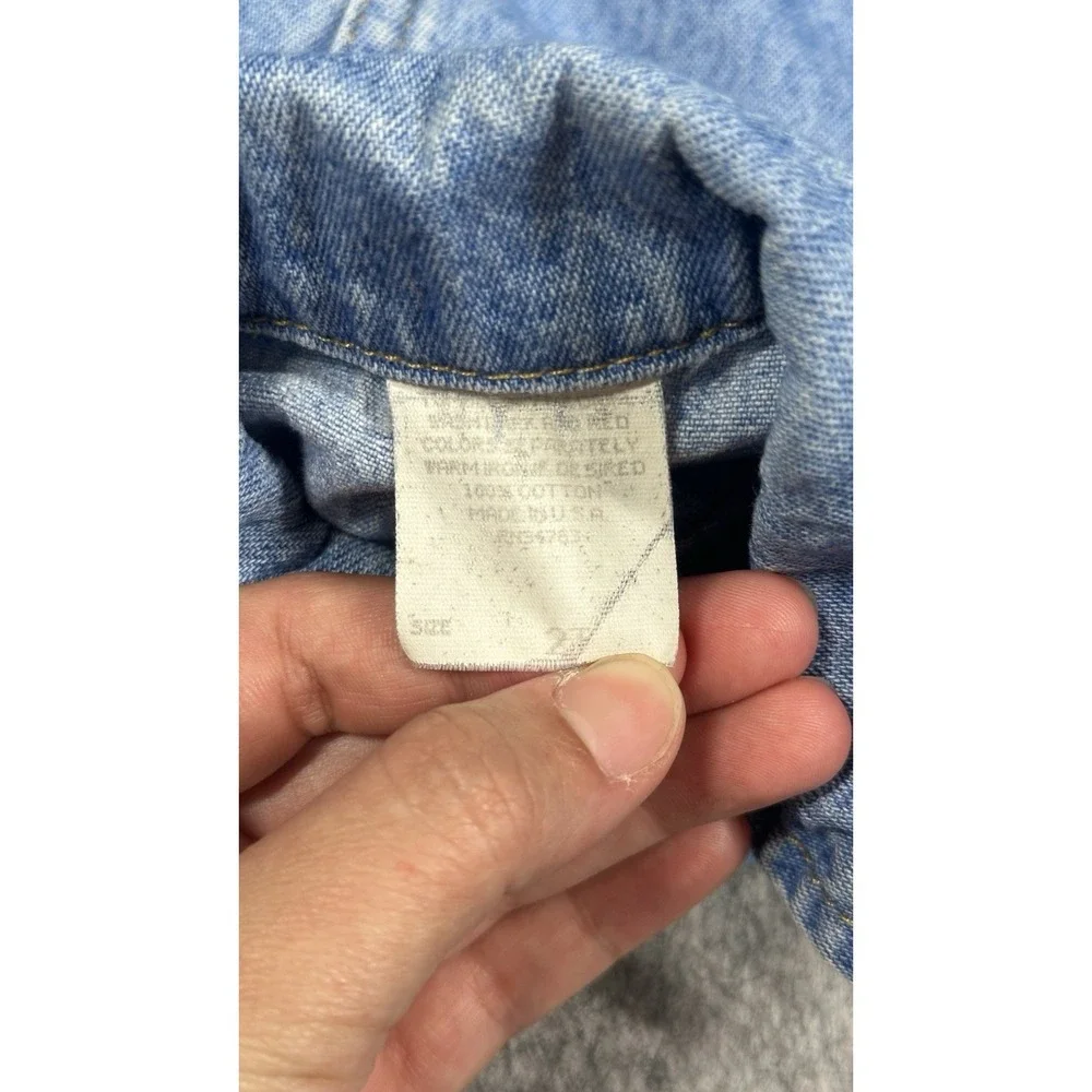 VTG LEE White Tab Button Front Denim Jean Jacket 90s Blue Baby 2T